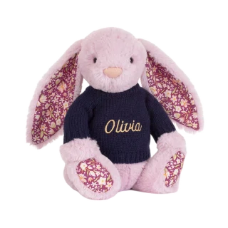Thistlepop Blossom Luxe Bunny with Personalised Navy Jumper