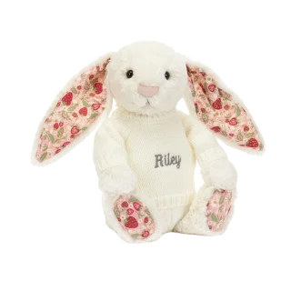 Blossom Cream Bunny 'Berry' with Personalised Cream Jumper