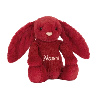 Bashful Luxe Bunny Scarlett with Personalised Red Jumper