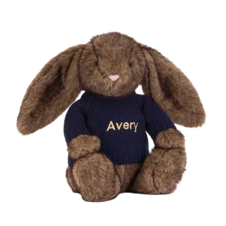 Hoppleston Luxe Bunny with Personalised Navy Jumper