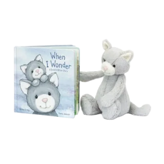 When I Wonder Book and Bashful Grey Kitty Medium