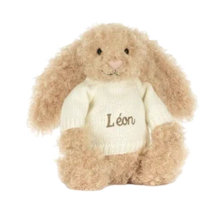 Bashful Luxe Bunny Curly with Personalized Cream Jumper