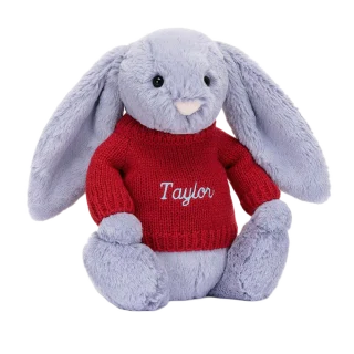 Bashful Viola Bunny with Personalised Red Jumper