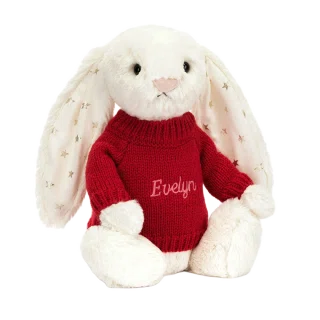 Bashful Twinkle Bunny with Personalised Red Jumper
