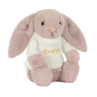 Bashful Luxe Bunny Rosa with Personalised Cream Jumper