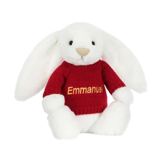 Bashful Luxe Bunny Luna with Personalised Red Jumper