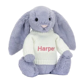 Bashful Viola Bunny with Personalised Cream Jumper