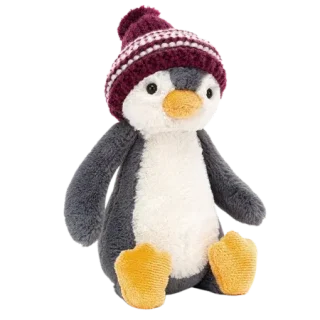 Bashful Bobble Hat Penguin - Burgundy