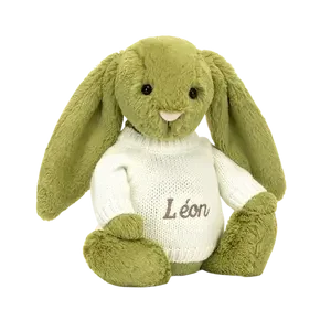 Bashful Moss Bunny with Personalised Cream Jumper