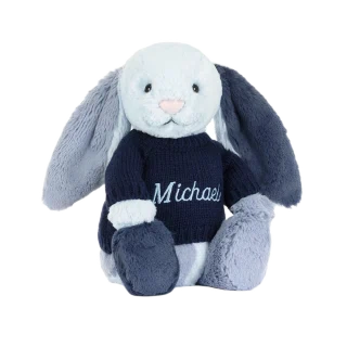 Puddlesea Bunny with Personalised Navy Jumper