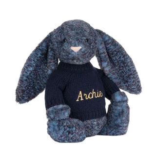 Hopscone Luxe Bunny with Personalised Navy Jumper