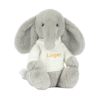 Bashful Luxe Elephant Thuddeus with Personalised Cream Jumper