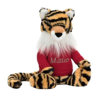 Bashful Tiger with Personalized Red Jumper