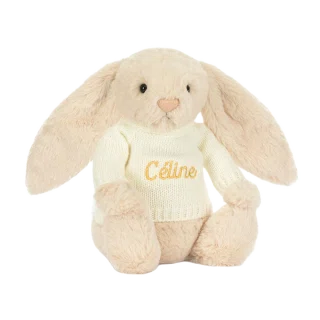 Bashful Luxe Bunny Willow with Personalised Cream Jumper
