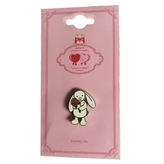 Cream Bunny With Rose Pin Badge