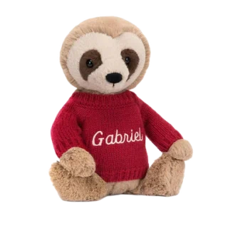 Bashful Sloth with Personalised Red Jumper