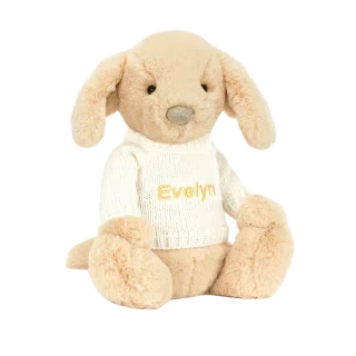 Bashful Luxe Puppy Orlando with Personalised Cream Jumper