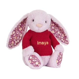 Thistlepop Blossom Luxe Bunny with Personalised Red Jumper