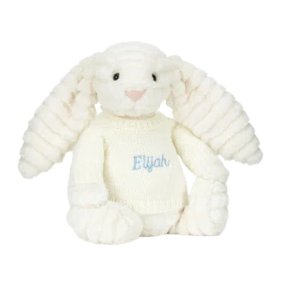 Bashful Luxe Bunny Nimbus with Personalised Cream Jumper