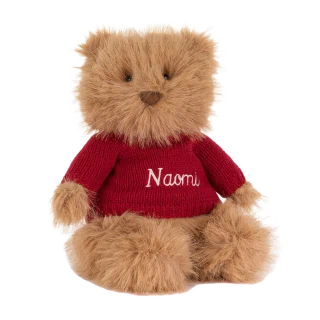 Bartholomew Bear Bouffant with Personalised Red Jumper