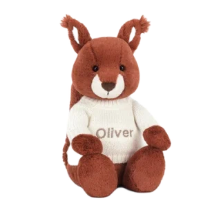 Bashful Squirrel with Personalised Cream Jumper