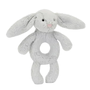 Bashful Bunny Ring Rattle - Silver