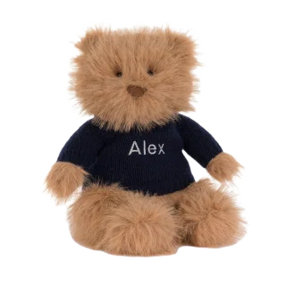 Bartholomew Bear Bouffant with Personalised Navy Jumper