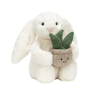 Cream Bunny with Plant