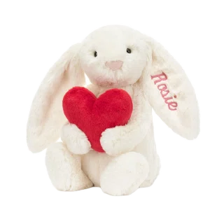 Personalised Bashful Red Love Heart Bunny Medium