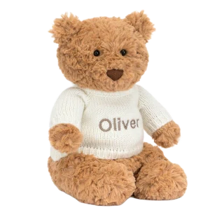 Bartholomew Bear with Personalised Cream Jumper