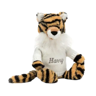 Bashful Tiger with Personalized Cream Jumper