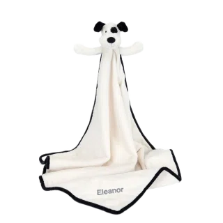 Personalised Bashful Black & Cream Puppy Blankie