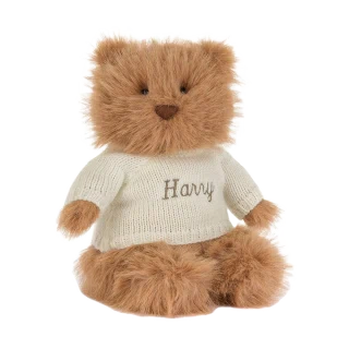 Bartholomew Bear Bouffant with Personalised Cream Jumper