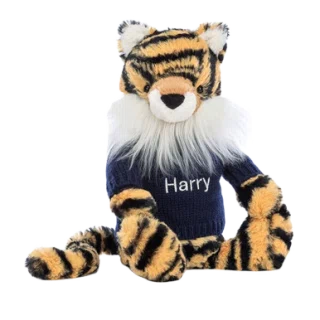 Bashful Tiger with Personalized Navy Jumper