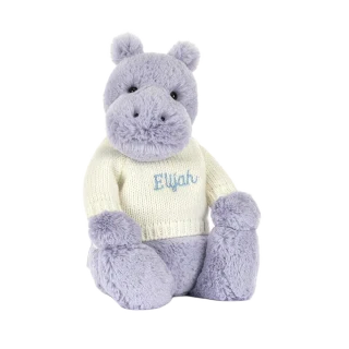 Bashful Hippo with Personalised Cream Jumper