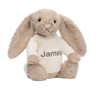 Bashful Beige Bunny with Personalised Cream Jumper