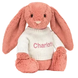 Bashful Sorrel Bunny with Personalised Cream Jumper