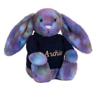 Zodihop Luxe Bunny with Personalised Navy Jumper