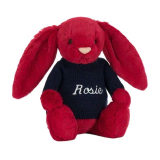 Bashful Luxe Bunny Scarlett with Personalised Navy Jumper