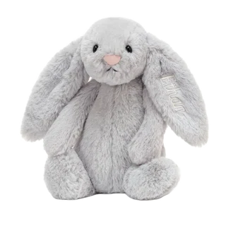 Personalised Bashful Silver Bunny Medium