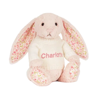 Blossom Blush Bunny 'Cherry' with Personalised Cream Jumper