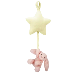 Bashful Pink Bunny Star Musical Pull