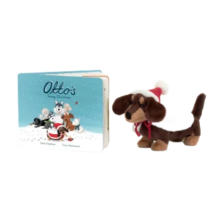 Otto's Snowy Christmas Book and Winter Warmer Otto Sausage Dog