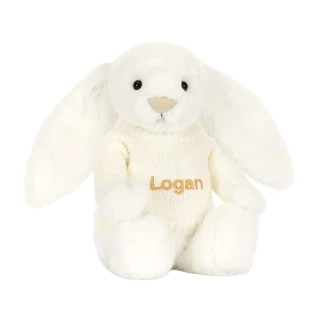 Bashful Luxe Bunny Luna with Personalised Cream Jumper