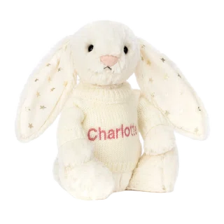 Bashful Twinkle Bunny with Personalised Cream Jumper