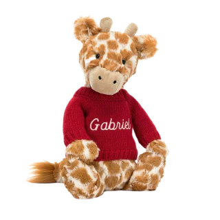 Bashful Giraffe with Personalised Red Jumper