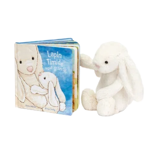 Lapin Timide Veut Grandir Livre and Bashful Cream Bunny Medium