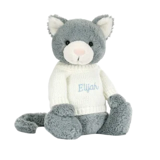 Bashful Kitten with Personalised Cream Jumper