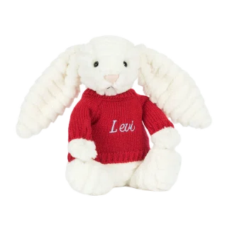 Bashful Luxe Bunny Nimbus with Personalised Red Jumper